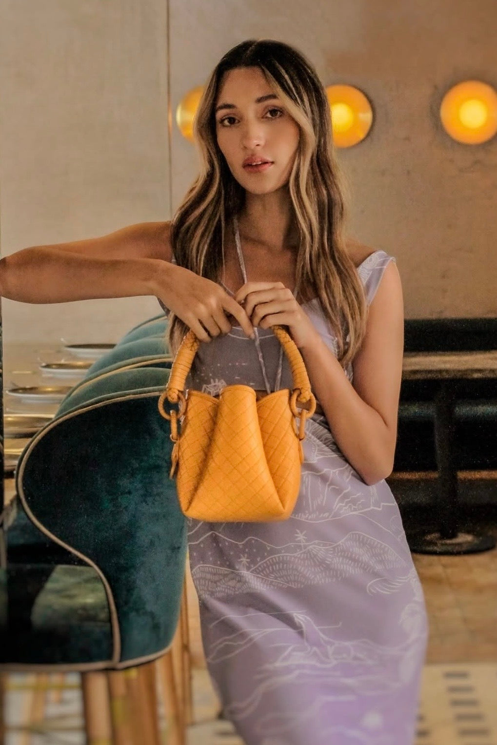 Tulip Mini Bucket Bag, Yellow