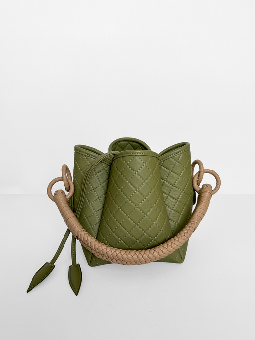 Tulip Mini Bucket Bag, Aloe & Cappuccino