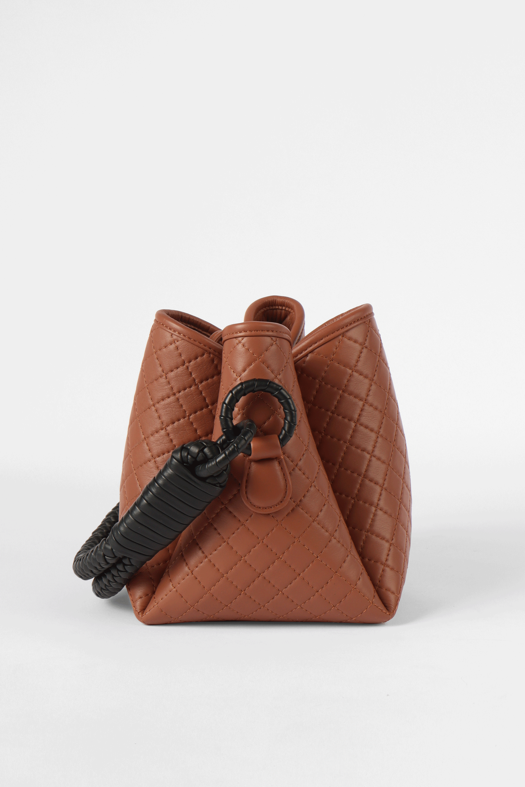 Tulip Mini Bucket Bag, Brandy & Black