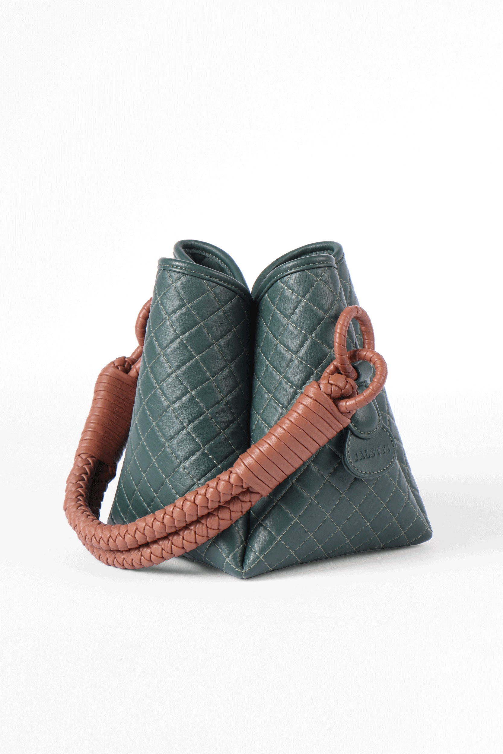 Tulip Mini Bucket Bag, Green & Brandy