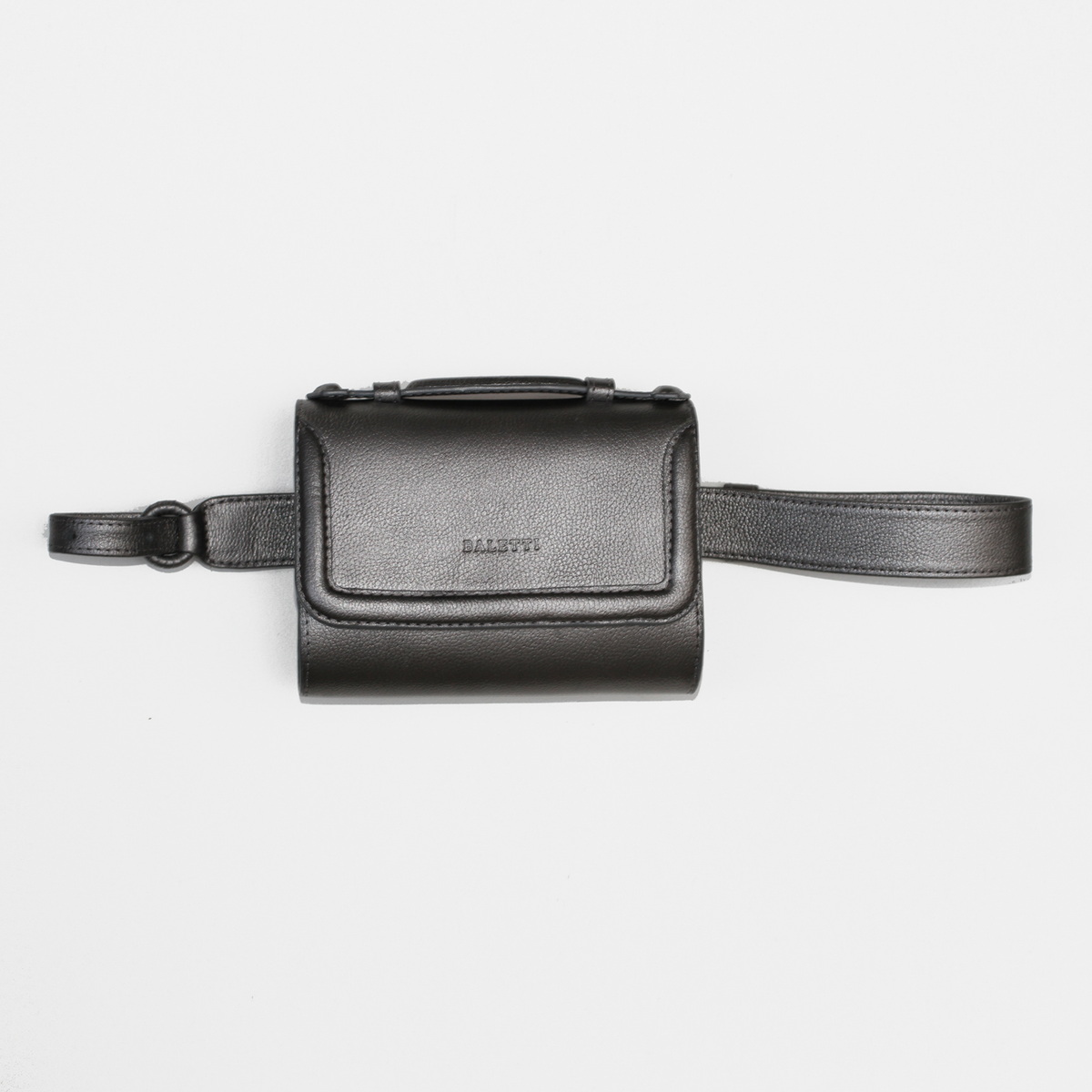 Black and silver belt top bag
