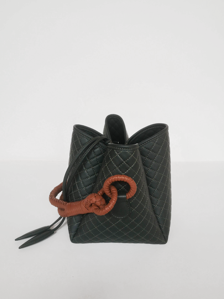 Tulip Mini Bucket Bag, Green & Brandy – BALETTI