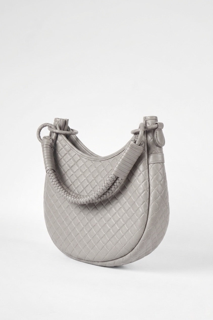 Saddle Shoulder Bag, Marble Gray