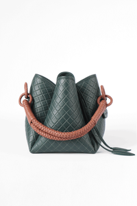 Tulip Bucket Bag, Green & Brandy