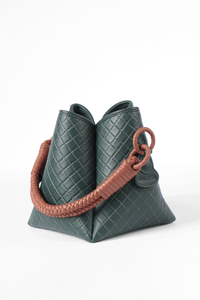 Tulip Bucket Bag, Green & Brandy