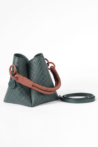 Tulip Bucket Bag, Green & Brandy