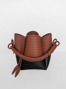 PRE-ORDER Tulip Oxford Bag, Black & Brandy