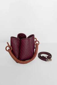 Tulip Mini Bucket Bag, Burgundy & Brandy