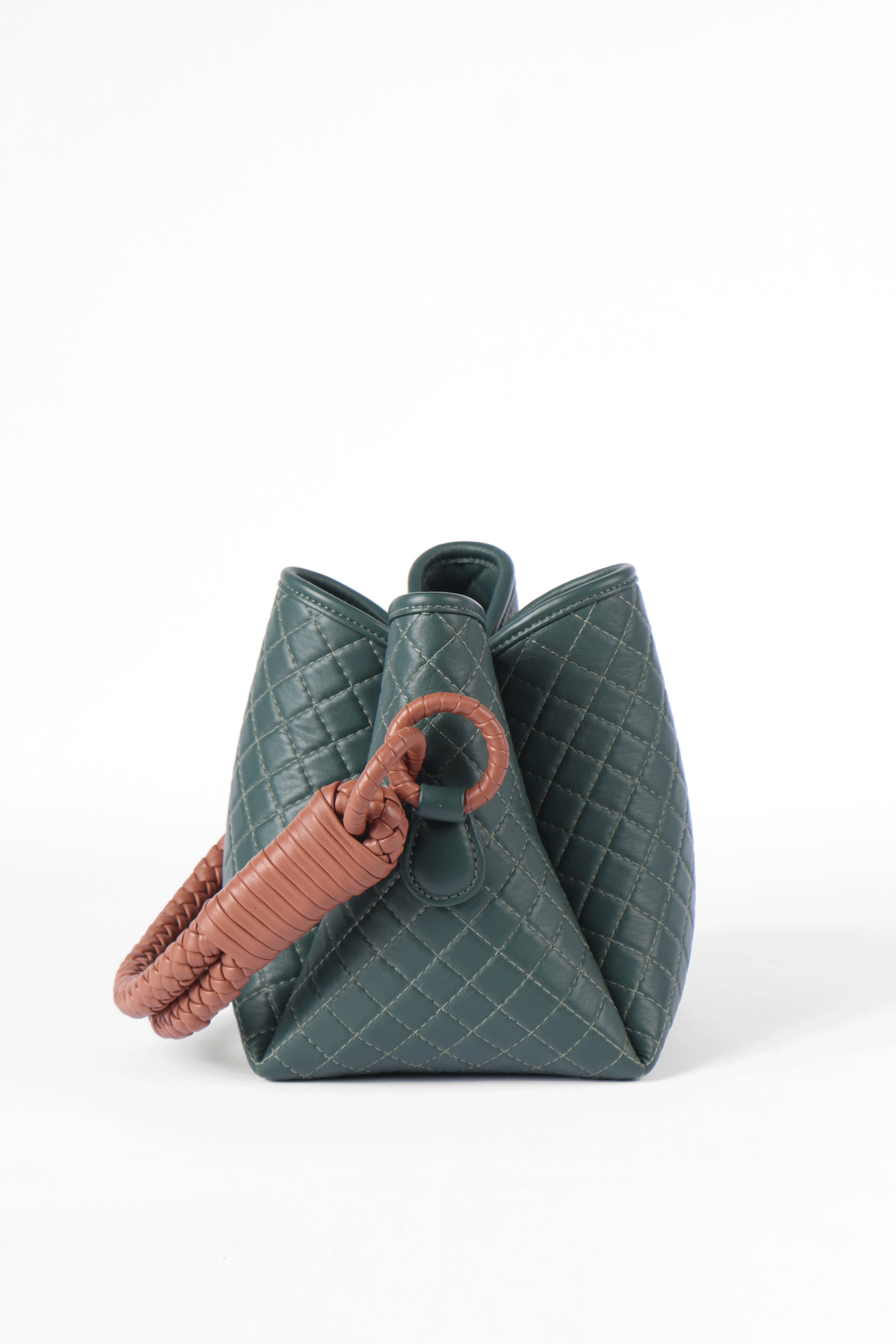 Tulip Mini Bucket Bag, Green & Brandy
