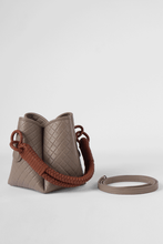 Tulip Mini Bucket Bag, Taupe & Brandy