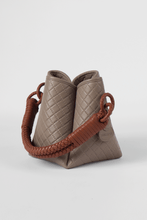 Tulip Mini Bucket Bag, Taupe & Brandy