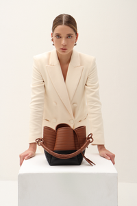 PRE-ORDER Tulip Oxford Bag, Black & Brandy