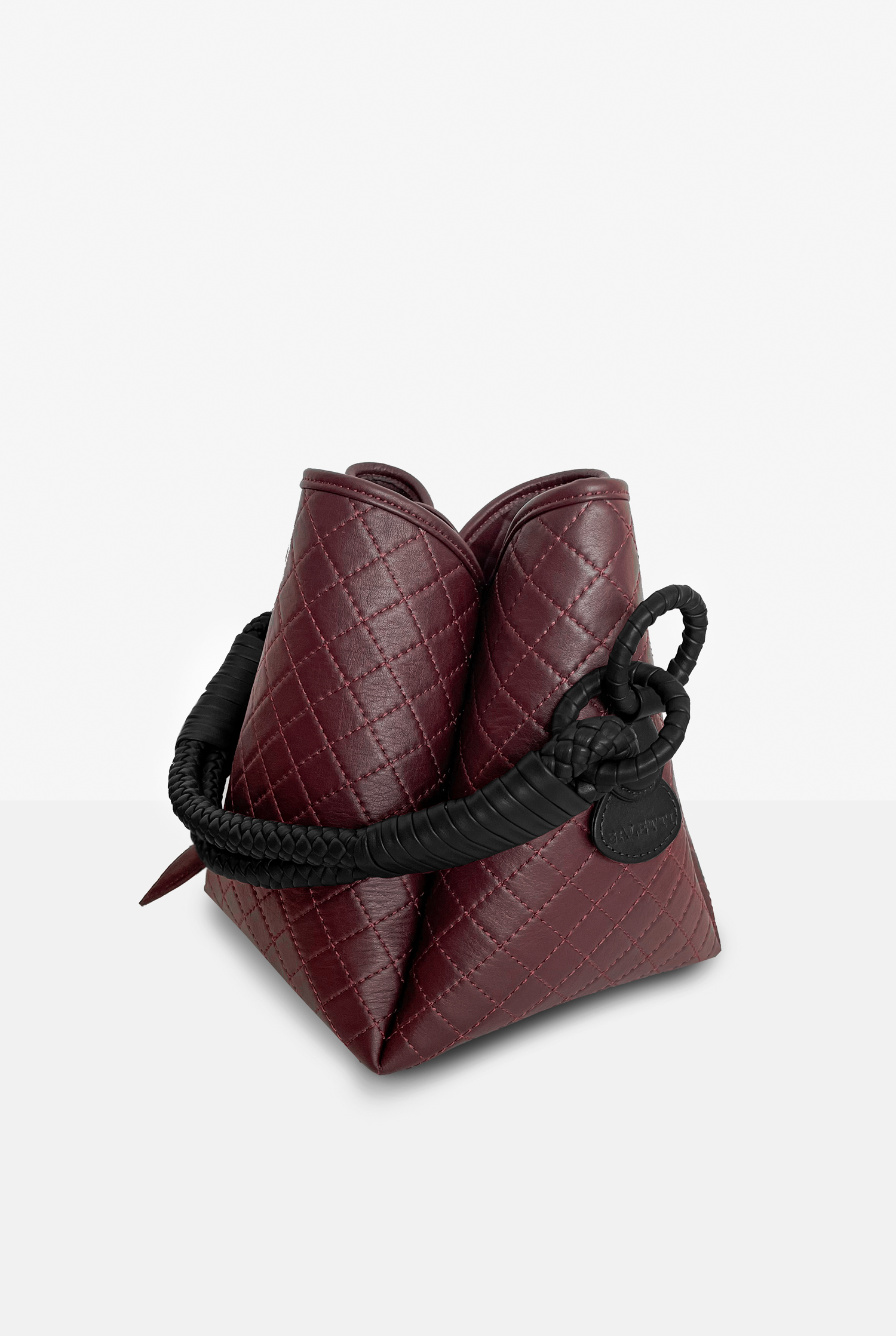 Tulip Bucket Bag, Burgundy  & Black