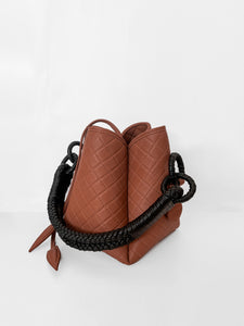 Tulip Mini Bucket Bag, Brandy & Black