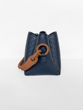 Tulip Mini  Bucket Bag, Camel & Navy Blue