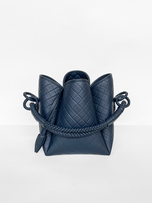 Tulip Bucket Bag, Navy Blue.